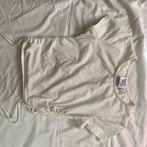 White cropped pull string top